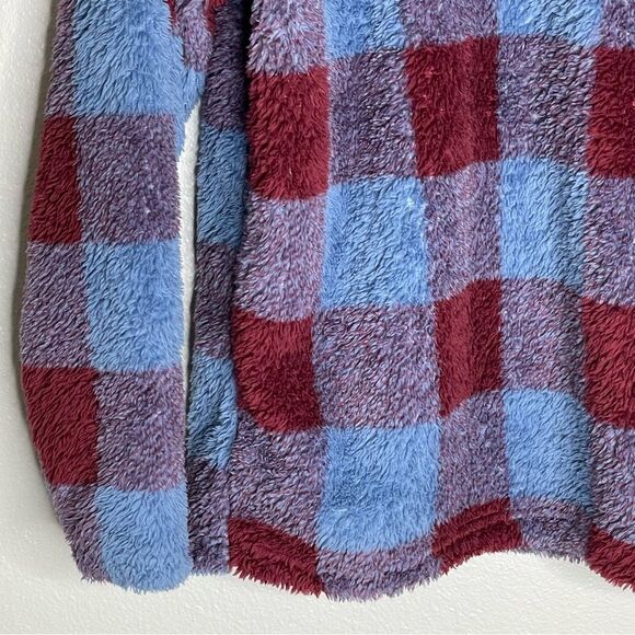 Eddie Bauer Blue Red Plaid Quest Fleece Quarter Zip Pullover Size Large - Picture 9 of 16